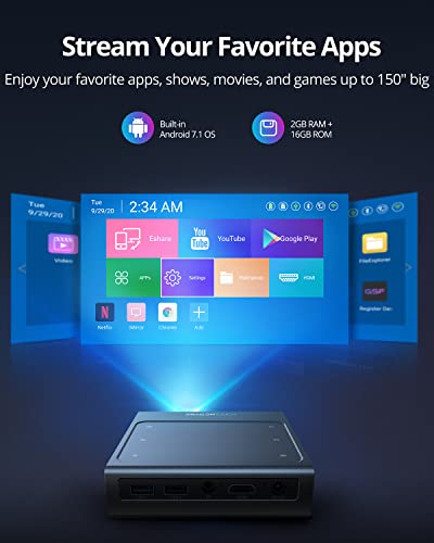 Mini Projector Dlp - 5G Wifi Portable Pocket Projector With Tripod 1080P Movie Projector 150 Ansi Lumen, Built-In Android 7.1Os System #TOP5