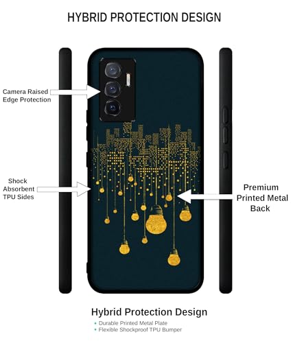 Image of City Light Pattern Design Premium 2D Printed Metal Back Case Cover for Vivo V23E 5G / Y75 4G