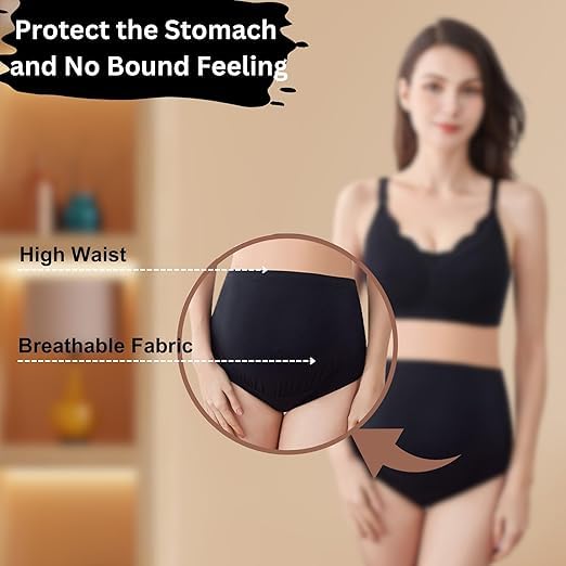 SHAPERX® Women high Waisted Maternity Postpartum Underwear Pack of 3 3
