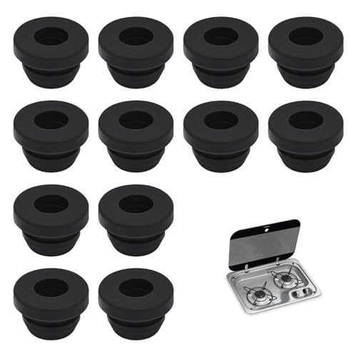 12 piezas de goma para cacerolas, pasadores de goma, accesorios para placa de cocina de autocaravana, pies de goma de óxido, piezas de repuesto para cacerolas con varillas de 5 mm de Dometic, Smev y