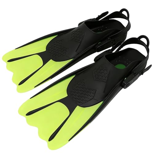 Aletas cortas de buceo ajustables para evitar calambres al nadar diseño unisex verde 39-43