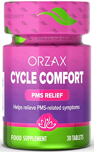 ORZAX Cycle Comfort - Natural Herbal Hormonal Support for PMS - Hormone Balance for Women - Period Support for Cramps & Positive Mood - 30 Tablets