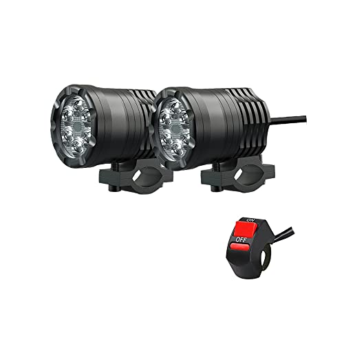 Riloer - 1 par de faros LED universales para motocicletas, triciclos, bicicletas, vehículos eléctricos, focos de motocicletas súper brillantes, faros, haz alto/haz bajo/flash