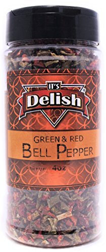 Dried Red and Green Bell Peppers Mix by It's Delish, 3 Oz. Medium Jar