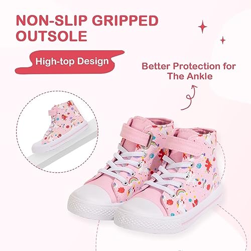 Euxterpa Kids High Top Sneakers Toddler Canvas Shoes Boys And Girls Casual Walking Shoes Little Kid Size 12 Unicorn #TOP1