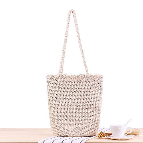 Borsa A Tracolla di Paglia,Borsa Paglia Senneous Single Borsa a Mano a Mano a Maglia a Mano a Mano COT Ruster Holiday Beach Bank Casual Bag(Blue)