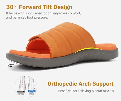 Image of ONCAI Mens Sandals Adjustable Straps Orthotic Plantar Fasciitis Open Toe Athletic Sport Slides with Soft Comfy Arch Support Footbed Size 7.5-15