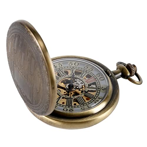 TORALF Retro Vintage Mecânico Pocket Watch Stars Caixa do tesouro Padrão Mão Enrolamento Relógio de