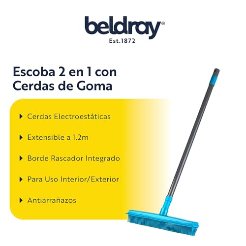 Miniatura 2 de Beldray La024350tq Escoba Con Cerdas De Goma, 2 En 1, De La Gama Pet Plus Cepillo Con Borde De Escobilla, Para Suelos, Ventanas, Mascotas Y Polvo, Para Espacios Interiores Y Exteriores, Turquesa Gris