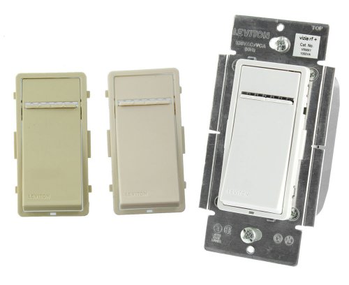 Leviton VRMX1-1LZ 1000W Vizia RF ZWave Magnetic Low Voltage Dimmer, White/Ivory/Light Almond