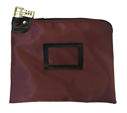 Locking Money Bag Laminated Nylon Combination and Keyed Security Burgundy