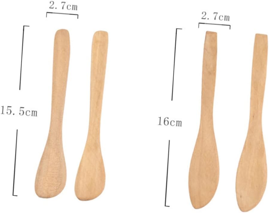 Japanese Style Wooden Bread Butter Knife Set 4 Piece round Head for Kitchen
