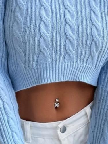 Image of Women's Fall Winter Long Sleeve Turtleneck Cropped Sweater Ribbed Cable Knit Pullover Jumper Solid Sweater Crop Tops