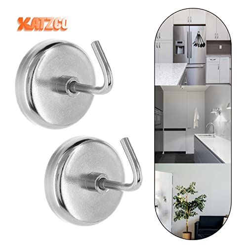 Katzco 2 Inch Magnetic Hooks - Pack Of 2 - Powerful Magnetic Hooks Heavy-Duty Refrigerator Hooks, Tools - For Workshop, Garage, Kitchen, Or Bathroom #TOP5