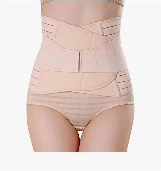 Postpartum Belly Wrap Support Band, Breathable Mesh, Adjustable Waist Belt, Pink-image-16