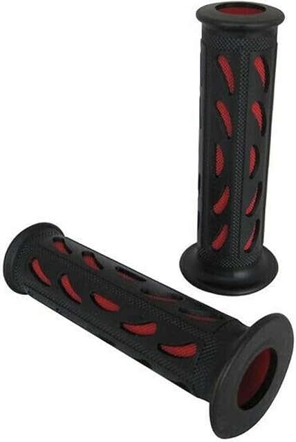Black & Red Soft Silicon/Rubber Motorcycle Motorbike Hand Grips For 7/8" 22mm Handlebars