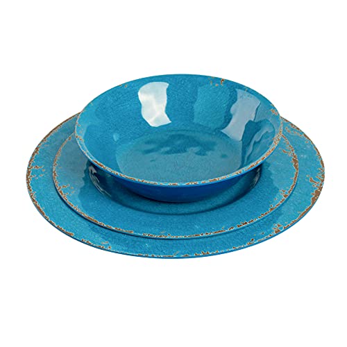 Gibson Home Mauna Melamine Dinnerware Set, Service For 4 (12Pcs), Light Blue #TOP2