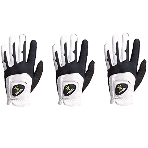 HIRZL GRIPPP FIT – Men's All-Weather Golf Glove (White/Black) | Kangaroo Leather & Lycra | Small/Med/Med-Large, Worn on Left Hand (Pack of 3)