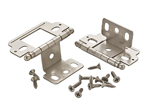 Amerock | Cabinet Hinge | 3/4 inch (19 mm) Door Thickness Hinge | Satin Nickel | 1 Pack | Non Self-Closing Hinge | Partial Wrap Hinge | Cabinet Door Hinge