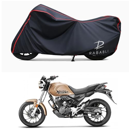 Image of Waterproof Bike Body Cover Compatible for | Hero XPulse 200T BS6 | Taffeta Fabric, Red Piping Design, Bottom Elastic Fit | Dustproof, Sun UV & Rain Protection for All Bikes
