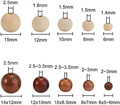 DanLingJewelry 448 pcs Natural Round Wood Beads Waxed Wooden Loose Spacer Beads for DIY Craft Jewelry Making
