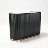 M2 Retail Upgraded Reeded Reception Desk for Beauty Salon spa Skincare Clinic Store Front Desk White Painting (Black, 1500 * 600 * 1000mm/59 * 24 * 39'')