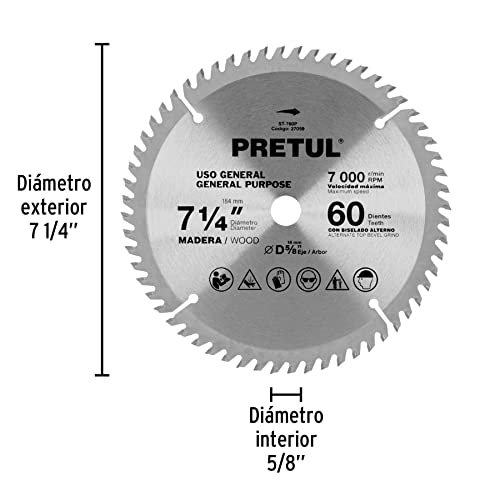 Discos para sierra circular de 7 1/4 para madera 21 disco para sierra circular 7 1 4 para madera marca Pretul (3)