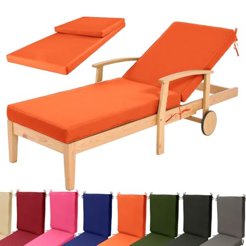 Aocase Cojín para Tumbona de Exterior Impermeable y Repelente al Agua, Colchoneta Plegable y Transpirable para Jardín, Grosor Extra para Jardín, Terraza, Piscina o Playa,Naranja,203x66x5cm