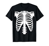 T-shirt amusant pour amoureux de squelette avec cage côtelée. Complétez votre collection d'accessoires de fête de nuit pour lui/elle (simple je suis avec la tenue, costume de dernière minute paresseux facile, chapeau, décorations, pyjama, grenouillère, masque facial) avec ce tee-shirt
