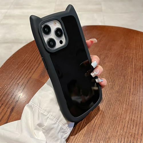 Emlivi Case for iPhone 11, Cute Cat Mobile Phone Case, Transparent 3D Cartoon Cat Ears Design Protective Case Soft Silicone TPU Bumper Cover Cute Kitty Case for iPhone 11, Black