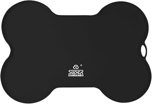 Super Design Tapete de comida para perros, tapete para comida y agua, de silicona, antiderrames, tapete para alimentación de gatos, mantel