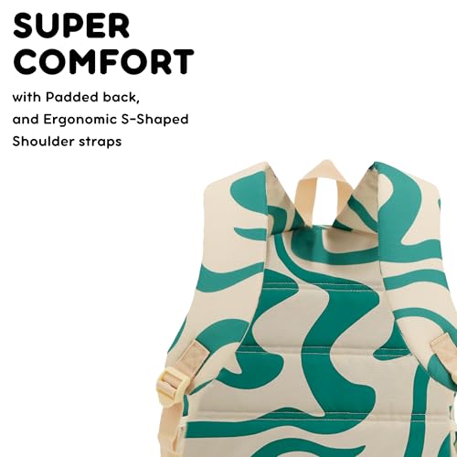 Image of J World Oz Middle School Backpack for Kids. Cute Laptop Bookbag for Girls Boys, Green Swirl