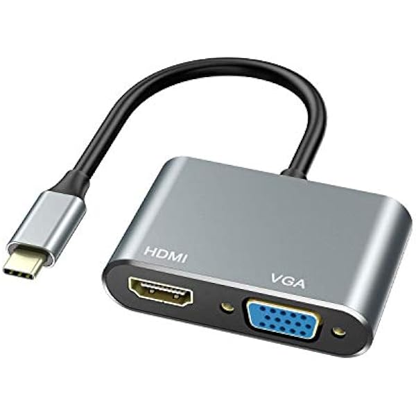 Adapter USB C na HDMI VGA z 4K HDMI, 1080P VGA, ABLEWE USB C Adapter Thunderbolt 3 na HDMI VGA do MacBooka/MacBook Pro/Air, Chromebook Pixel, LenovoYoga, Dell XPS 13, Samsung Galaxy i innych