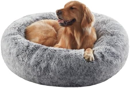 36 inches Donut Dog Bed for Large Dogs - Calming Fluffy Round Pet...