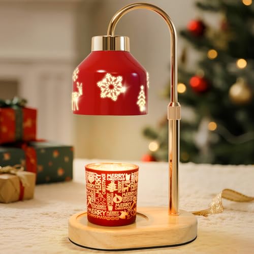 Seniny Christmas Candle Warmer Lamp with Timer Adjustable Height Dimmable Lamp Candle Warmer for Jar Candles Electric Warming Light Home Decor Flameless Wax Melter Lamps Birthday Gifts for Women