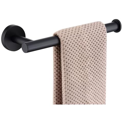 TASTOS Hand Towel Holder Towel Ring, Premium Stainless Steel Hand Towel Bar Heavy Duty Wall Mounted Modern Bath Accessories, 9 Inch Towel Rack for Bathroom Kitchen, Matte Black Cover