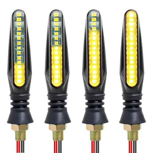4 Pcs Motorcycle Motorbike Indicators, LED Flowing Turn Signal Lights, Universal 12V Flowing Indicator Lamps, Waterproof Daytime Running & Brake Lights Easy Installation, Durable Design for Motorbikes