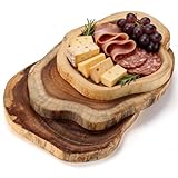 Domensi 3 Packs Large Wood Round Cutting Board, 9'-11'/11'-12'/12'-13' Acacia Wood Cheese Server Round Board, Wooden Charcuterie Boards for Housewarming, Bridal Shower & Wedding Gift, Birthday Gift