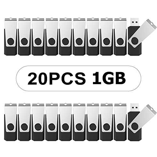 Topesel 20Pcs 1Gb Bulk Usb 2.0 Flash Drive Swivel Memory Stick Thumb Drives Pen Drive (1G, 20 Pack, Black) #TOP14