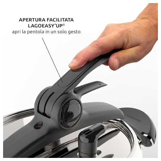 Lagostina Mia Pentola a Pressione 5 L in Acciaio Inox 18/10 Ø 22 cm, Pentola Induzione e Gas, Coperchio con Apertura Facilitata, Fondo a tre Strati, Lavabile in Lavastoviglie