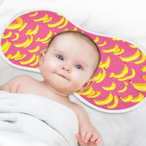 J JOYSAY Banana Fruit Yellow Baby Burp Cloths for Boys Girls Large 22''x11'' Cotton 4 Layer Newborn Towel for Babies Unisex one sizex44