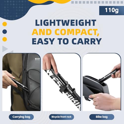 Mini Fahrradpumpen mit Presta & Schrader Ventil, Mini-Handpumpe, tragbare Luftpumpe mit Reparaturset, schnelle Reifenaufblaspumpe für Straßen- und Mountainbikes, Bälle etc. (Schwarz)