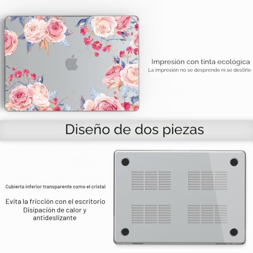 Funda rígida MacBook Air 13.6 patrón floral modelo A3240 A3113 A2681 6