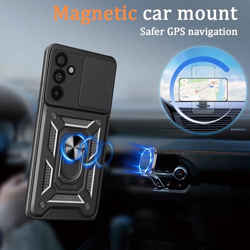 Image of Heavy Duty Back Case Cover for Samsung Galaxy S26 5G, Shockproof Samsung Galaxy S26 Back Cover, Ring Case with Kickstand and Camera Protection Shutter - Black