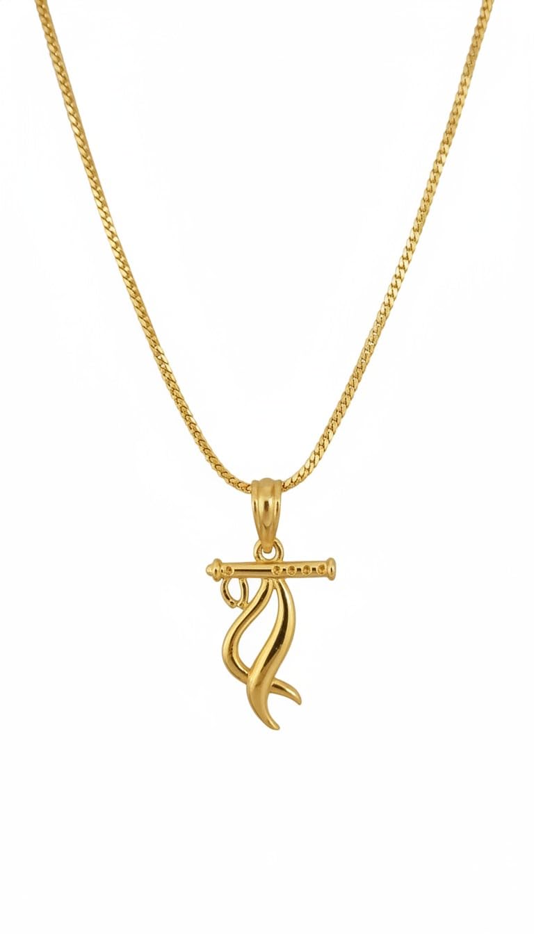 Gold Plated Flute Bansuri of Lord Krishna Pendant Locket Necklace Spiritual Temple Jewellery for Unisex | Religious & Spiritual Designs, Minimal Jewellery, Birthday, Anniversary Gift for Wife and Girlfriend-image-45