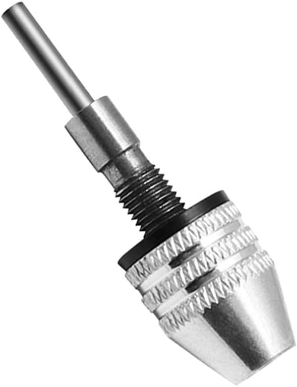 Rongon Keyless Drill Chuck Conversion Tool Keyless Chuck to Hold 0.3-3.4mm Drill Bits Milling Cutters for Electric Screwdriver Drill Adapter (0.3-3.4mm Silver Round Shank)
