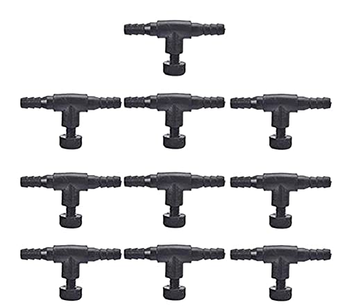 エアーバルブ アクアリウムのエアフロースイッチ 水族館空気弁 ラインコネクタ 調整バルブアクアリウムのエアバルブ プラスチック ブルー ブラック 10個 (ブラック)