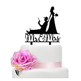 Mr and Mrs Wedding Cake Topper, Funny Gun Theme Wedding Bridal Shower or Anniversary Cake Topper (Gun)