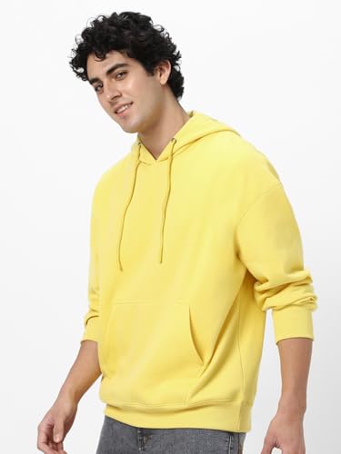 Image of Urbano Fashion Men's Cotton Solid Oversized Hooded Neck Sweatshirt