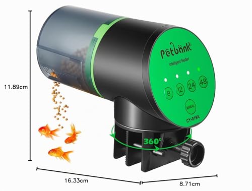 Petbank Futterautomat Aquarium, Fischfutterautomat Automatischer Fischfutterspender mit Batteriebetrieben, Fisch Futterautomaten für Aquarium Fischtank mit 2 AAA-Batterien im Lieferumfang enthalten